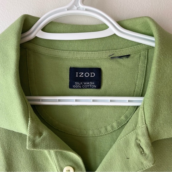 IZOD Green Polo Shirt Men’s Large | 100% Cotton Silk Wash Soft Knit Preppy Work - Picture 3 of 9